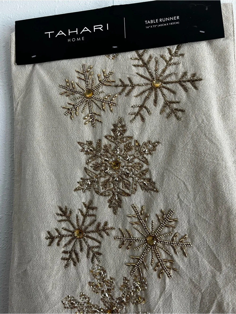 Tahari Gold Beaded Table Runner Glam Christmas Holiday NYE Party 16